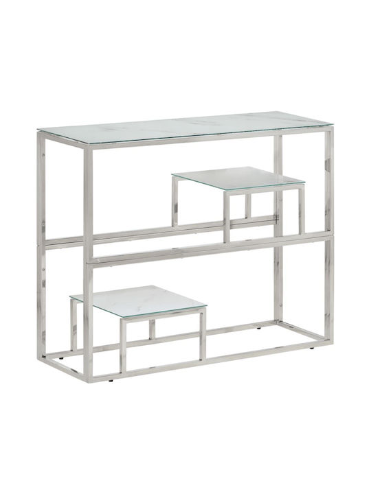 Console Table Metal with Glass Surface Silver L...