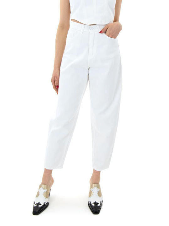 Co|Te High Waist Women's Jean Trousers White