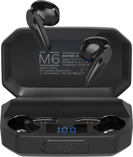 Kruger & Matz M6 Earbud Bluetooth Handsfree Ακουστικά με Θήκη Φόρτισης Μαύρα