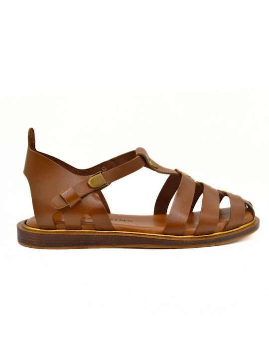 Hawkins Premium Leather Women's Sandals with Ankle Strap Brown