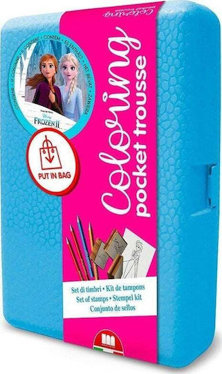 Painting Set 11 Pieces 3 Stamps Ink 5 Pencils Activity Book Carrying Case Frozen Multiprint