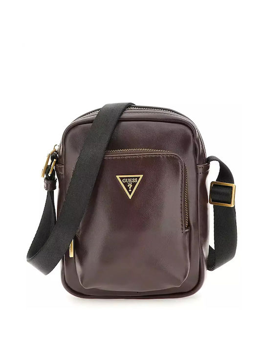 Guess Piele Geantă pentru bărbați Umăr / Crossbody Maro