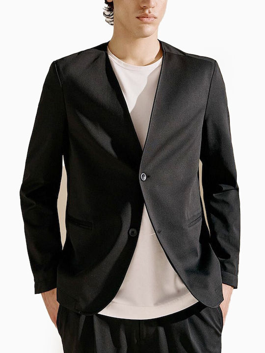 Diverse System Men's Summer Suit Jacket Regular Fit Black