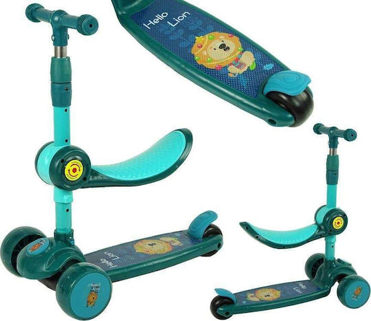 Lean Toys Kids Scooter Foldable 3-Wheel with LED Lighting for 3+ Years Green