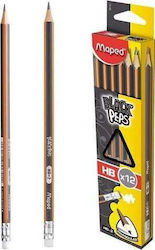 Maped Pencil Eraser Blackpeps Hb 12 Pcs Maped