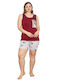 PijaMood Summer Women's Pyjama Set Bordeaux