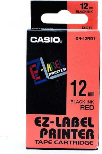 Casio Тайния Етикетни Филми 8м x 12мм в Червен Цвят Съвместима с Casio XR(EZ-Label)