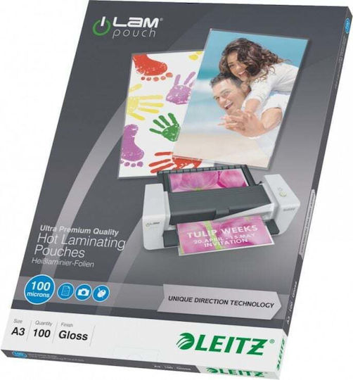 Leitz Пластмасови Желатинки A3 100 Микрона 100 Бройки