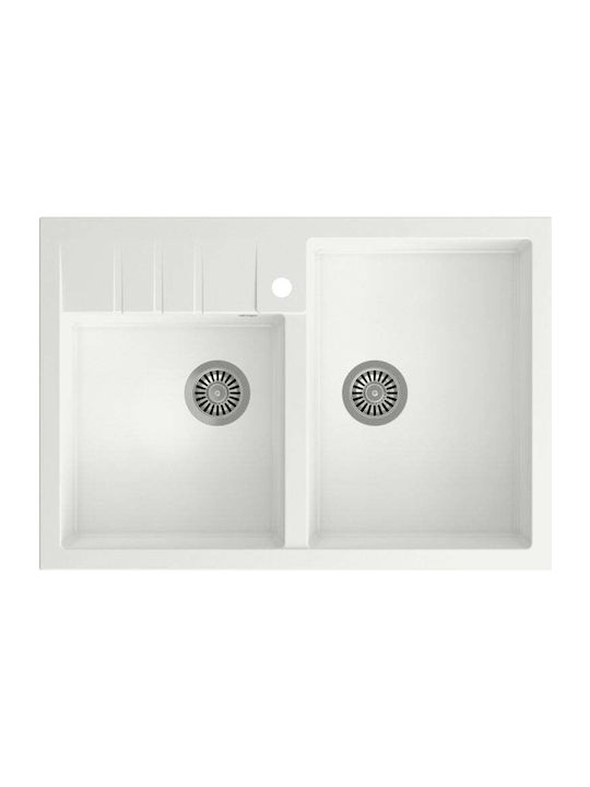 Quadron Drop-In Kitchen Sink Stainless Steel LxW White 5903242539930