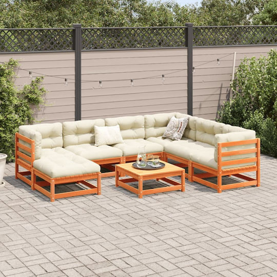 Garten- und Outdoor-Möbelset 8 Stück Braune mit Kissen