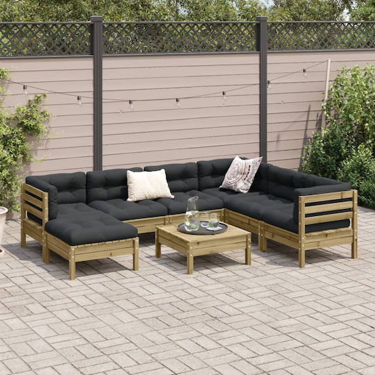 Set Cameră De Zi Exterior 8 Piese Antracit Cu Perne