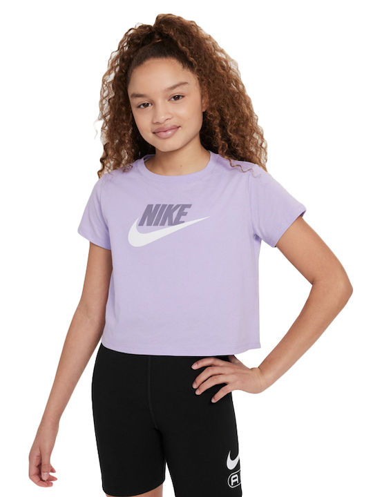 Nike Crop Top pentru copii Cu mânecă scurtă Violet