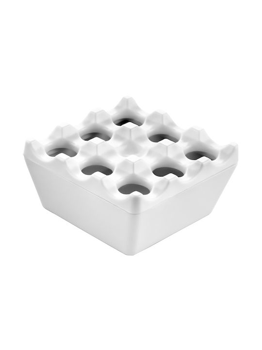 Windfester Melamin-Aschenbecher 9x9x3,8cm 55g weiß Stück 6