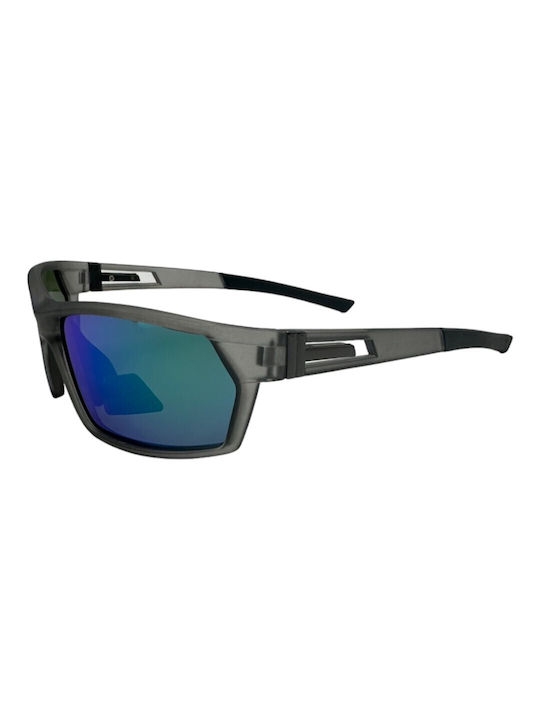 V-store Men's Sunglasses with Gray Plastic Frame and Blue Polarized Mirror Lens POL3061-04