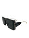 V-store Women's Sunglasses with Black Metal Frame and Black Polarized Mirror Lens
