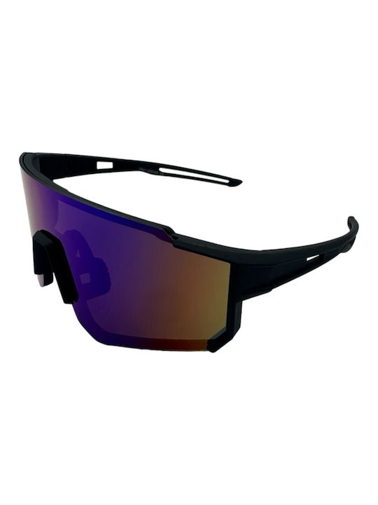 V-store Sunglasses with Black Plastic Frame and Multicolour Mirror Lens 9815-02