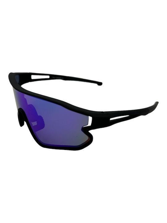 V-store Sunglasses with Black Plastic Frame and Purple Mirror Lens 9802-03