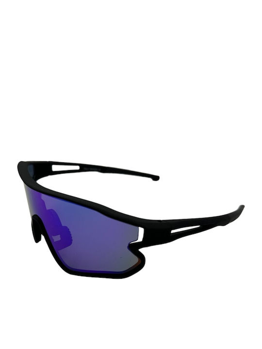 V-store Unisex Sunglasses with Black Plastic Frame and Purple Mirror Lens 9802-03