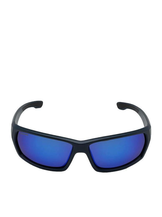 CressiSub Men's Sunglasses with Black Plastic Frame and Blue Mirror Lens XDB101220