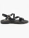 Leather Sandals with Gold Detail Black 15110