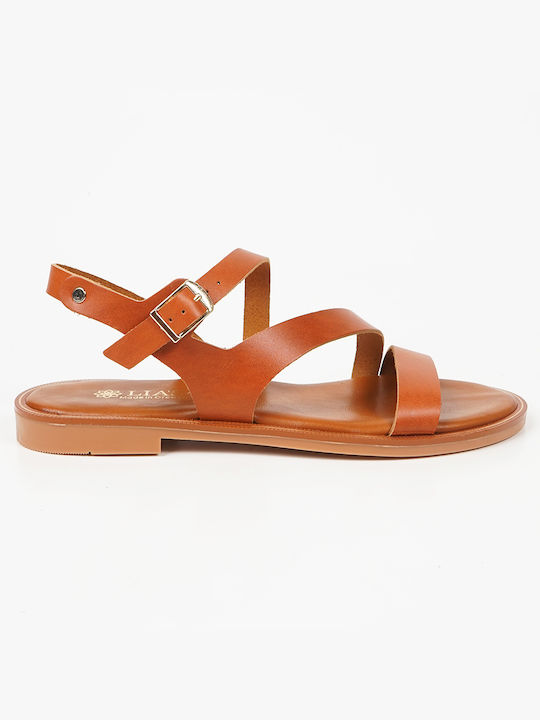 Leather Sandals with Gold Detail Tan 15110