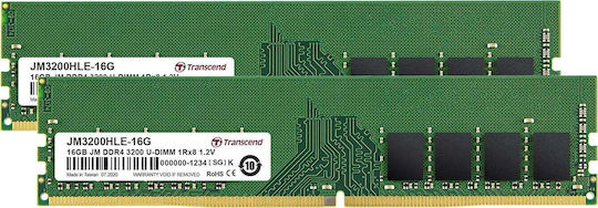 Transcend DDR4 32GB RAM with 2x16GB Modules and Speed 3200 for Desktop