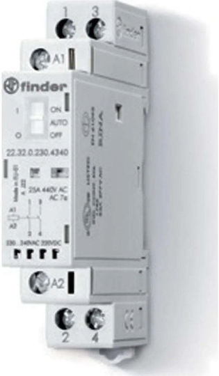 Finder Двуполюсен Релсов превключвател 25Спецификация