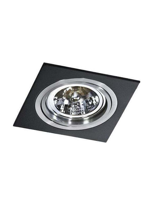 AZzardo Square Metallic Recessed Spot with Socket G53 Black 17x17cm. 1pcs