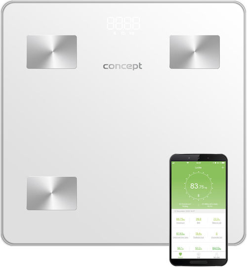 Concept Smart Badezimmerwaage 180kg mit Körperfettmessung Wi-Fi & Bluetooth Weiße VO4000