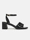 Low Patent Leather Strap Sandals Black