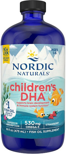 Nordic Naturals Children's DHA Рибено масло Подходящо за деца 530мг 473мл Ягода