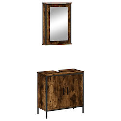 vidaXL Cabinet de chiuveta cu oglindă L42xl12xH60cm Stejar afumat