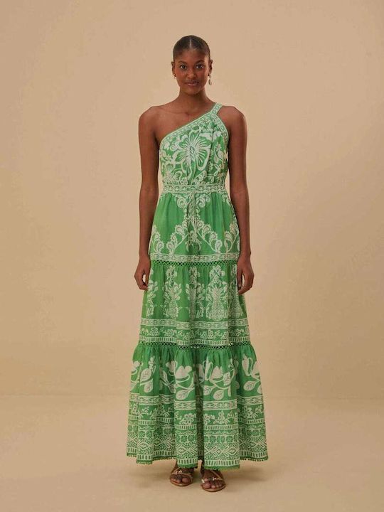 Farm Rio Maxi Dress with Ruffle Green