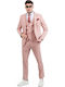 Men's Suit with Vest Pink