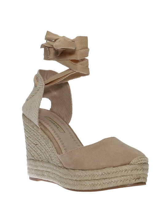 Corina Women's Suede Platform Espadrilles Beige