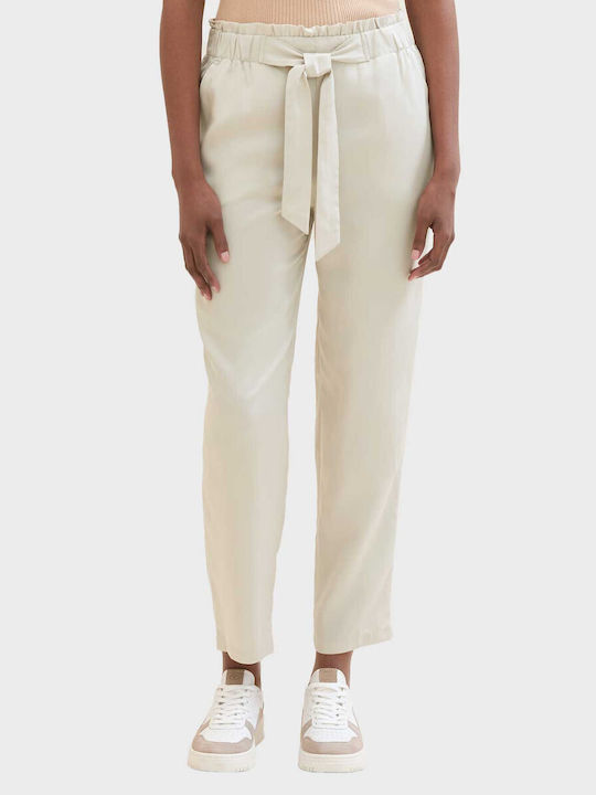 Tom Tailor Women's Fabric Trousers in Tapered Line Beige