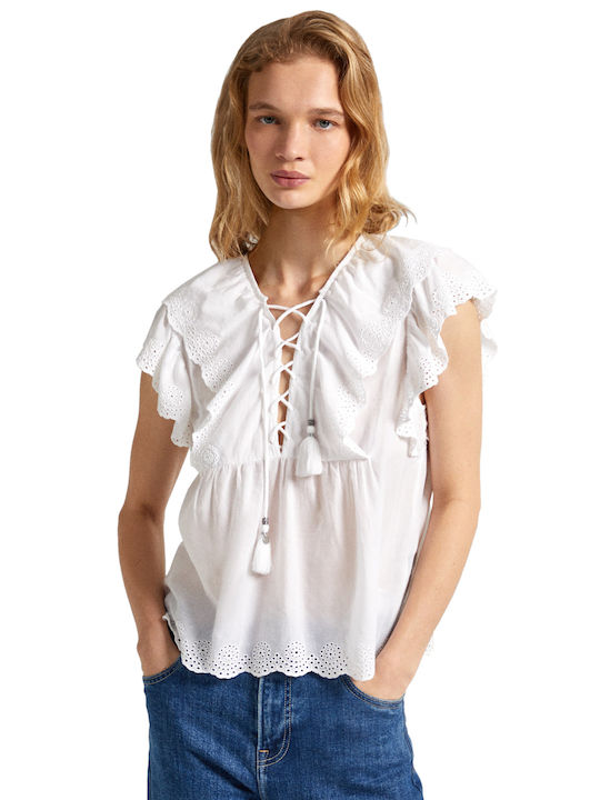 Pepe Jeans Damen Bluse Weiß