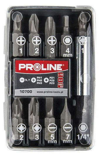 Proline Σετ 10 Μύτες Κατσαβιδιού Σταυρός / Αστέρι