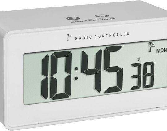 TFA Επιτραπέζιο Ψηφιακό Ρολόι LCD Λευκό 60.2544.02