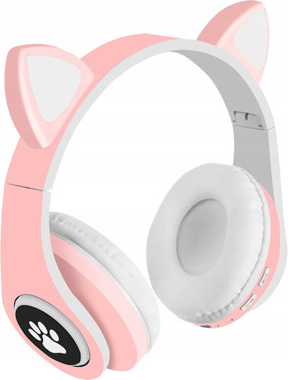 Kitten Ear Bluetooth Wireless On Ear Headphones with 10 hours of Operation Pink