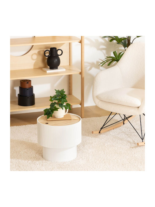 Round Side Table A-s Enola Wooden White L38.5xW38.5xH35cm