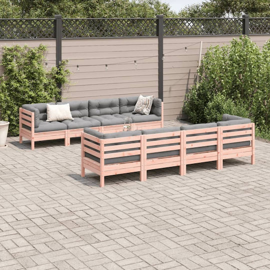 Set Cameră De Zi Pentru Exterior 9 Piese Gri Cu Perne