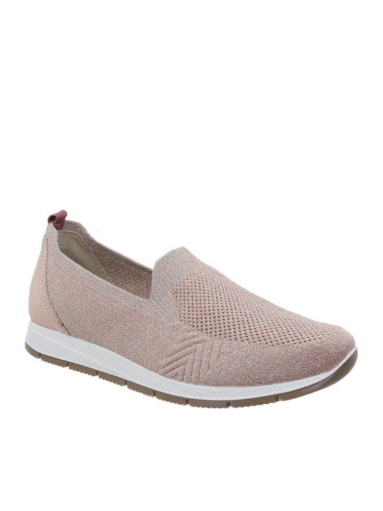Ανατομικά Γυναικεία Slip-On Δερμάτινα Ροζ