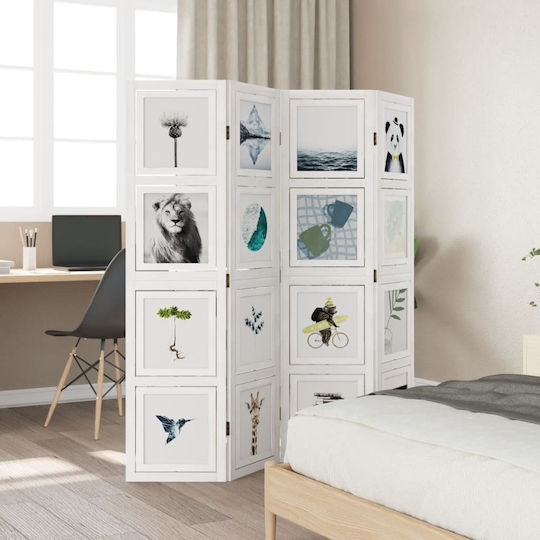vidaXL Decorative Room Divider Wooden with 4 Panels 140x160cm