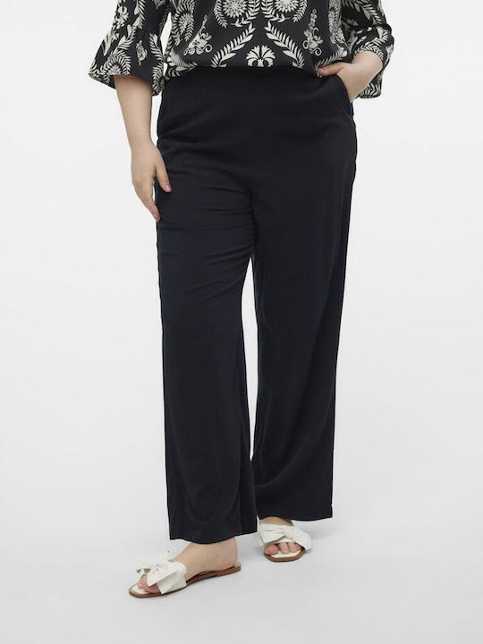 Curve Damen Hoch tailliert Stoff Hose in Lockerer Passform Schwarz