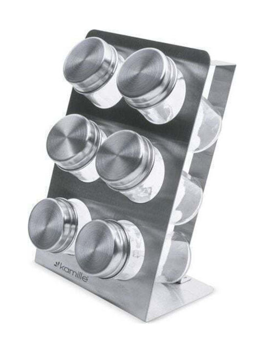 Kamille Inox Tabletop Rotating Spice Rack Gray