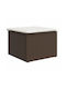 Gartenhocker Würfel Außeneinsatz Rattan mit Braunen Kissen 55x55x37cm