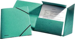Esselte Prespan File Folder with Rubber Band and Elastic Green
