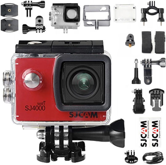 SJCAM SJ4000 Air Cameră De Acțiune 4K Ultra HD Impermeabilă (Cu Husă) Standard Cu Ecran 2" Și Wi-Fi Roșie
