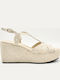 Women's Leather Platform Shoes Beige
